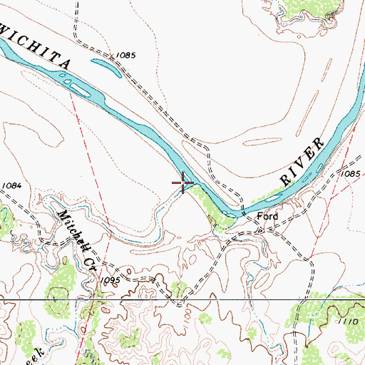 Topographic Map of Mitchell Creek, TX