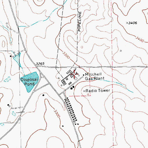 Topographic Map of Mitchell Gas Plant, TX