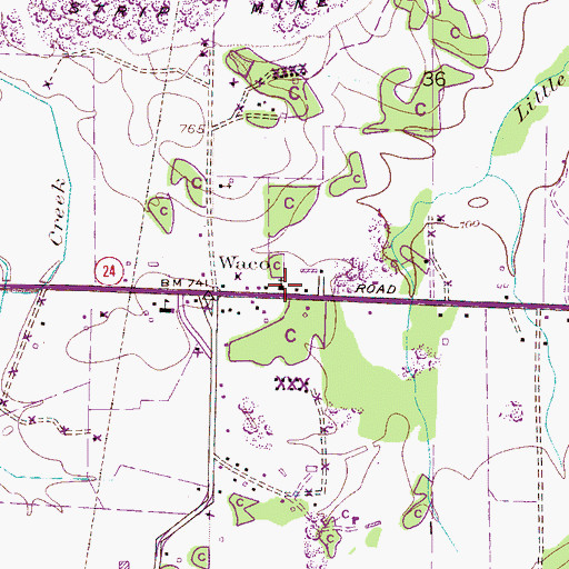 Topographic Map of Waco Baptist Church, AL