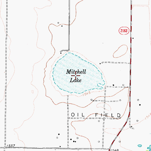 Topographic Map of Mitchell Lake, TX