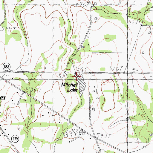 Topographic Map of Mitchell Lake, TX