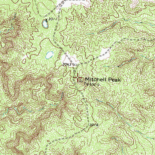 Topographic Map of Mitchell Peak, TX