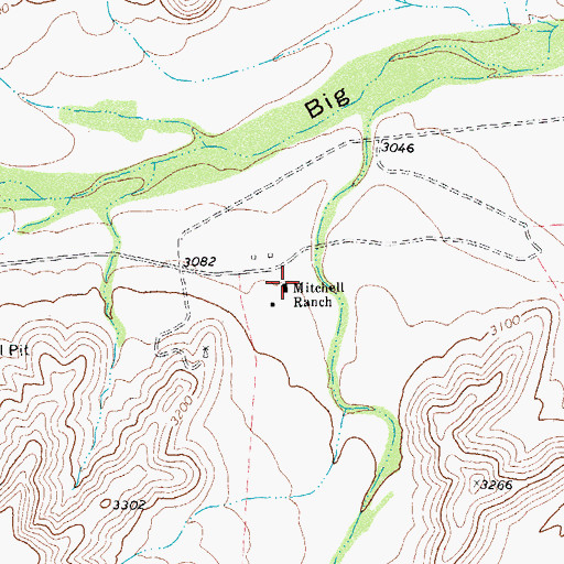 Topographic Map of Mitchell Ranch, TX