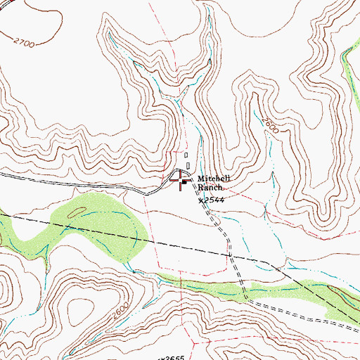 Topographic Map of Mitchell Ranch, TX
