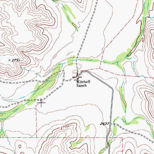 Topographic Map of Mitchell Ranch, TX