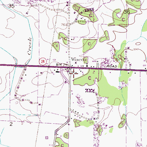 Topographic Map of Waco Church of Christ, AL