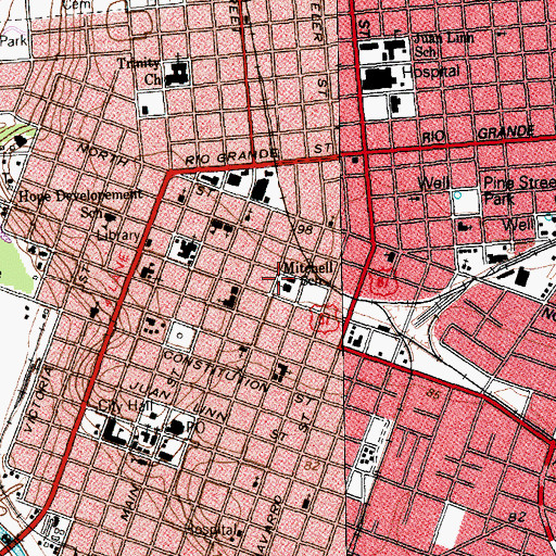 Topographic Map of Mitchell Alternative High School, TX
