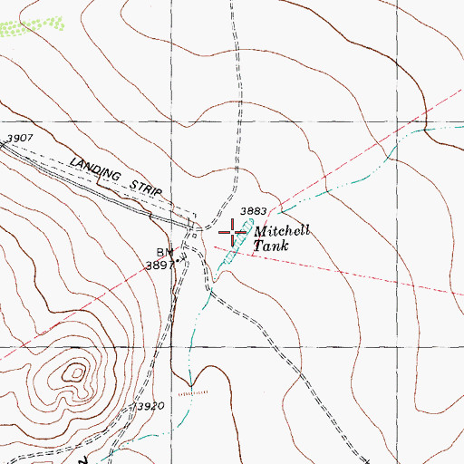 Topographic Map of Mitchell Tank, TX