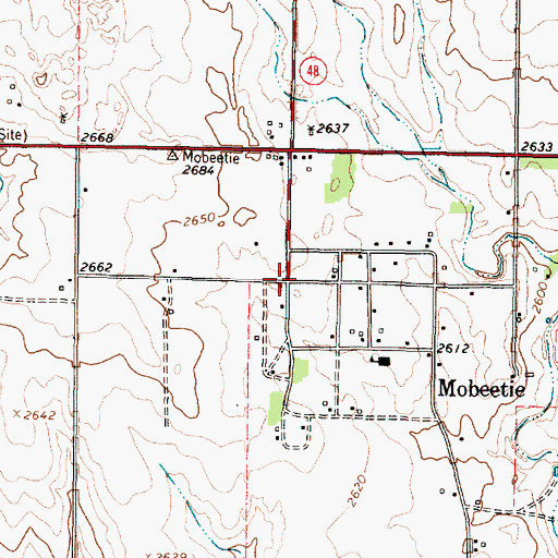 Topographic Map of Mobeetie, TX