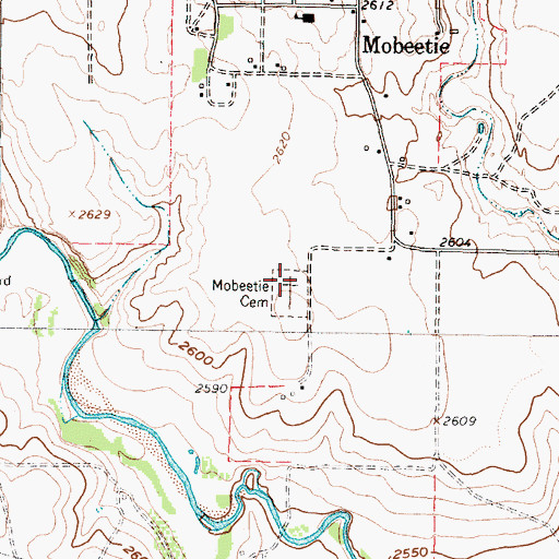 Topographic Map of Mobeetie Cemetery, TX