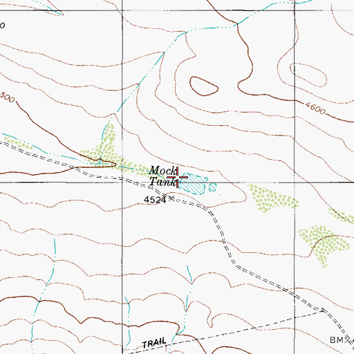 Topographic Map of Mock Tank, TX