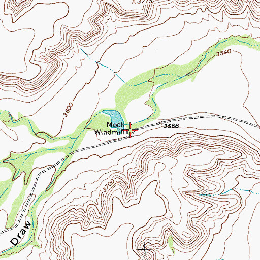 Topographic Map of Mock Windmill, TX