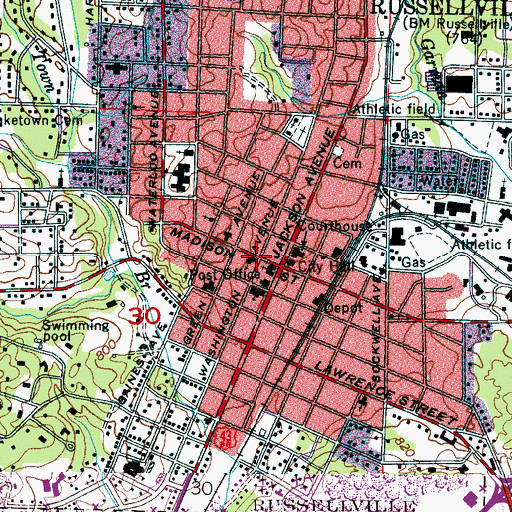 Topographic Map of Washington Avenue Church of Christ, AL