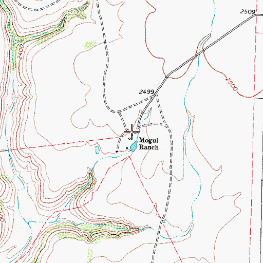 Topographic Map of Mogul Ranch, TX