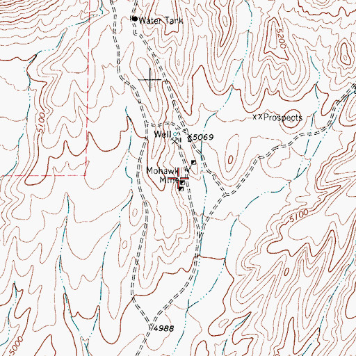 Topographic Map of Mohawk Mine, TX