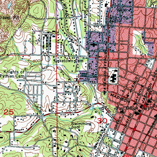 Topographic Map of West Highlands Baptist Church, AL