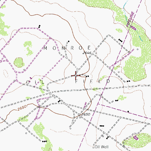 Topographic Map of Monroe Oil Field, TX