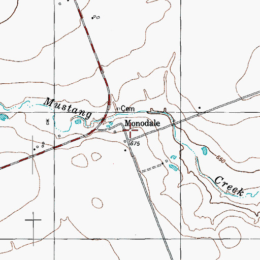 Topographic Map of Montadale School, TX