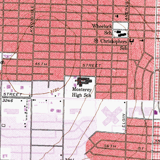 Topographic Map of Monterey High School, TX