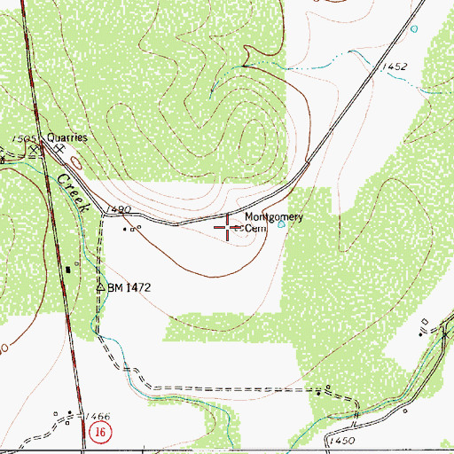 Topographic Map of Montgomery Cemetery, TX