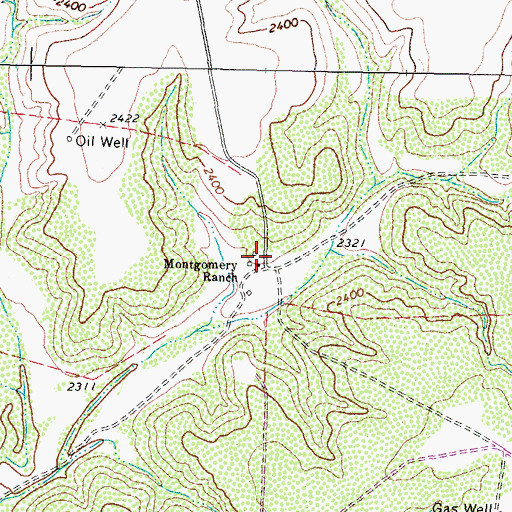 Topographic Map of Montgomery Ranch, TX