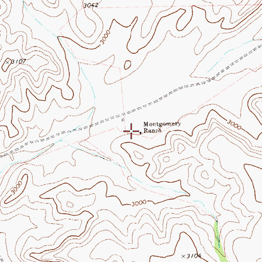 Topographic Map of Montgomery Ranch, TX