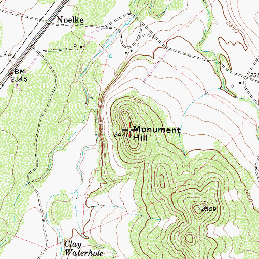 Topographic Map of Monument Hill, TX