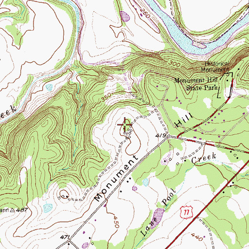 Topographic Map of Monument Hill, TX
