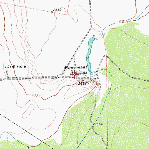 Topographic Map of Monument Springs, TX