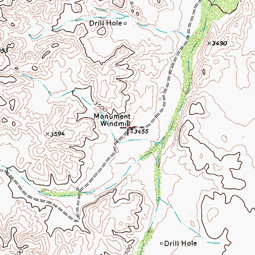 Topographic Map of Monument Windmill, TX