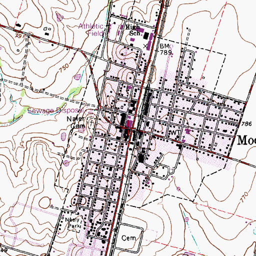 Topographic Map of Moody, TX