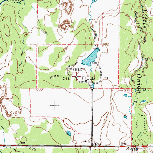 Topographic Map of Moody Oil Field, TX