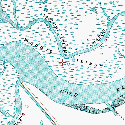 Topographic Map of Moodys Island, TX