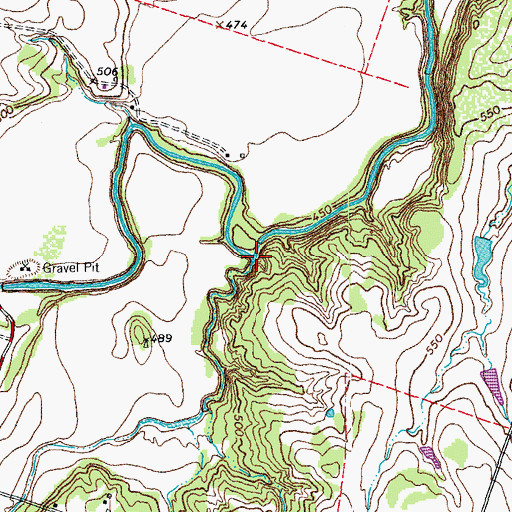 Topographic Map of Moon Branch, TX