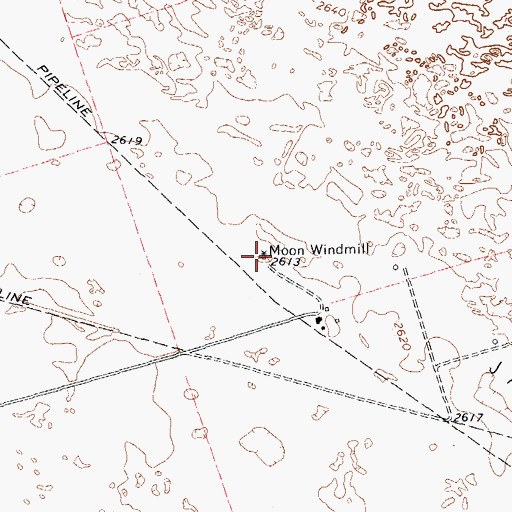 Topographic Map of Moon Windmill, TX