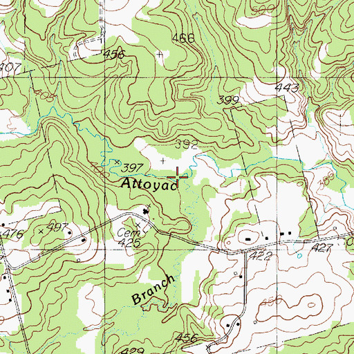 Topographic Map of Moore Branch, TX