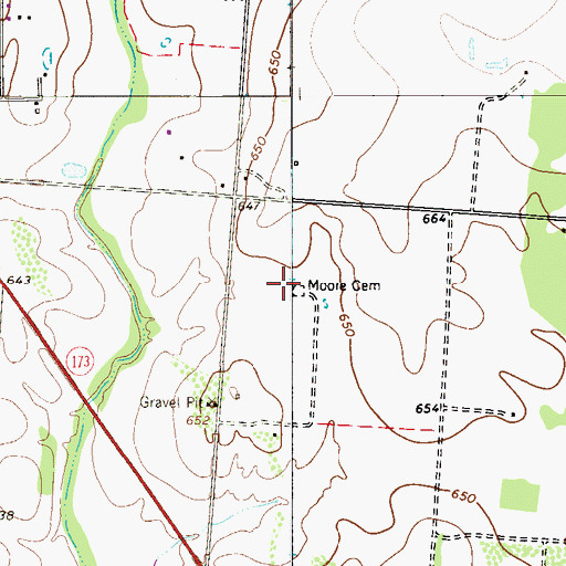Topographic Map of Moore Cemetery, TX