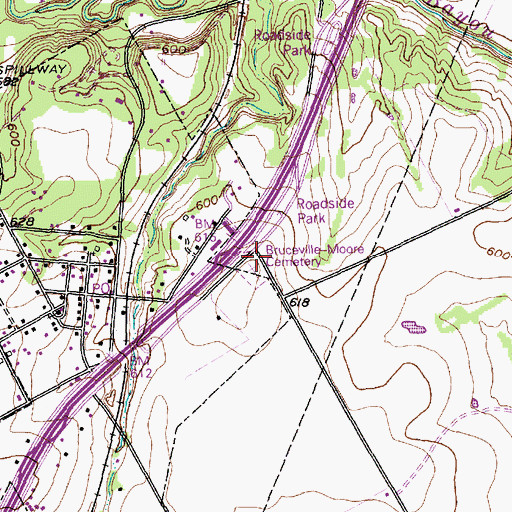 Topographic Map of Moore Cemetery, TX