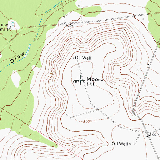 Topographic Map of Moore Hill, TX