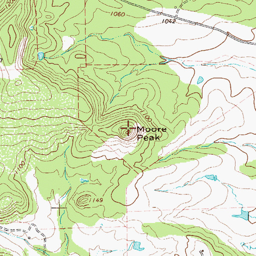Topographic Map of Moore Peak, TX