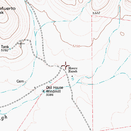 Topographic Map of Moore Ranch, TX