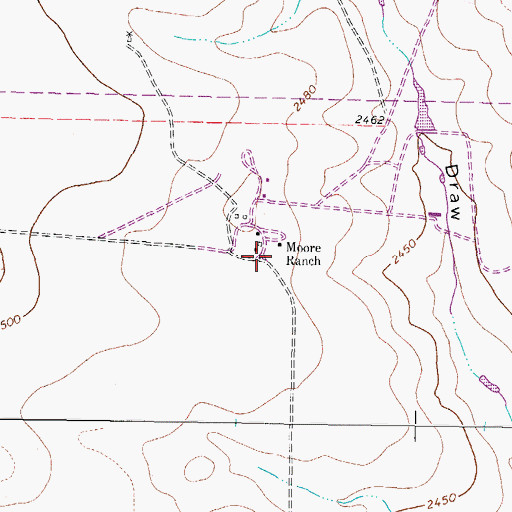 Topographic Map of Moore Ranch, TX