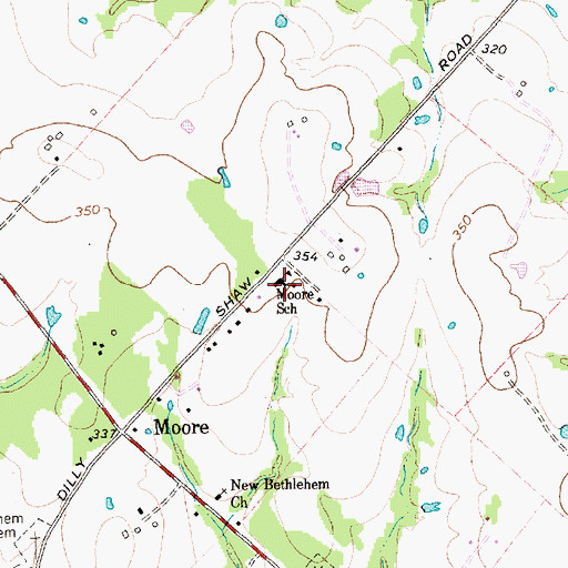 Topographic Map of Moore School, TX