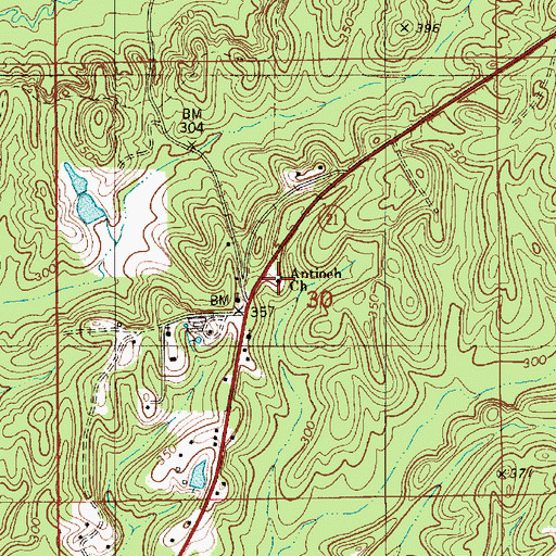 Topographic Map of Antioch Baptist Church, AL