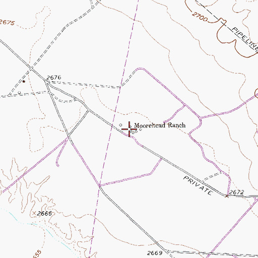 Topographic Map of Moorehead Ranch, TX