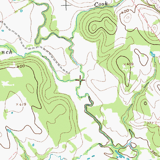 Topographic Map of Moores Branch, TX