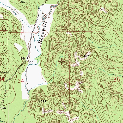 Topographic Map of Antioch Church (historical), AL