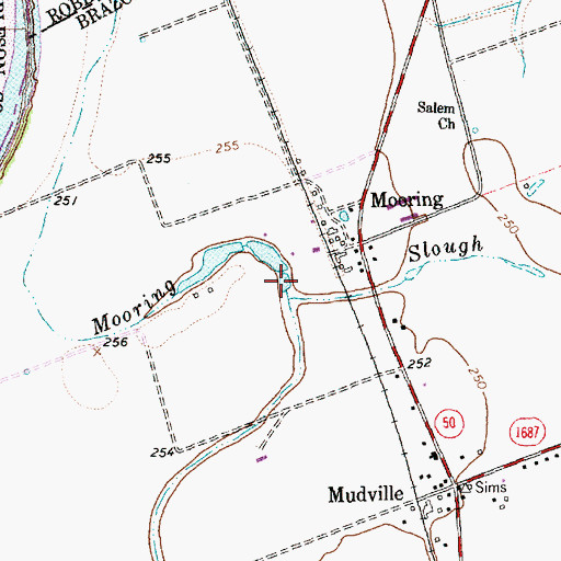 Topographic Map of Mooring Slough, TX