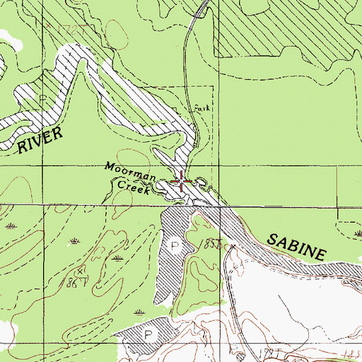 Topographic Map of Moorman Creek, TX