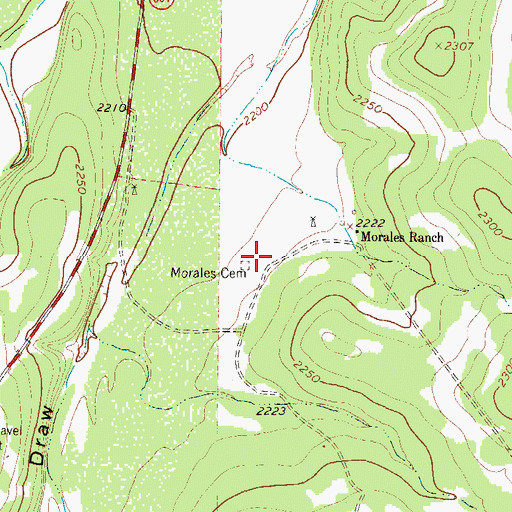 Topographic Map of Morales Cemetery, TX